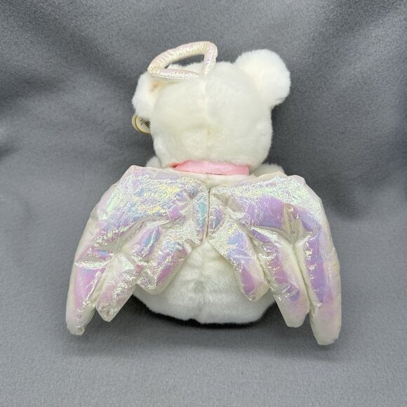 Halo Teddy Bear Angel 1999 Wings Pink Ribbon 14" Plush Toy Vtg TY Beanie Buddy - Picture 3 of 11